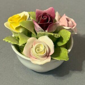 Vintage Coalport England Capodimonte Porcelain Flower Figurine Staffordshire Pot